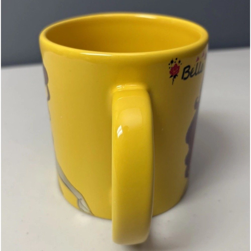 Disney Beauty And The Beast Princess Belle Glitter Yellow 20oz Coffee Mug - Picture 4 of 6